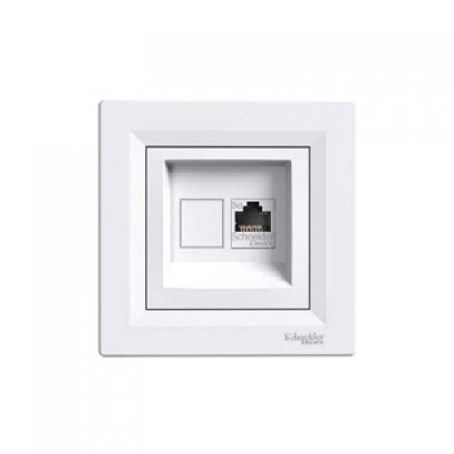 Розетка комп'ютерна RJ45 біла з рамкою (Asfora)
